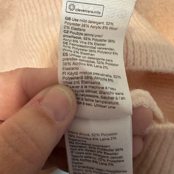 & Other Stories Light Pink Mock Neck Cropped Sweater Size Medium Wool Blend - Picture 4 of 5